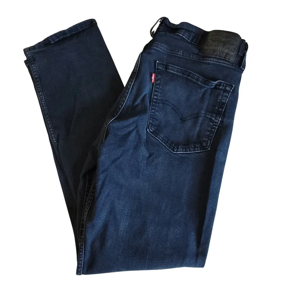 Classic Levi's 514 Straight Fit‎ Jeans Mens 36x32 Dark Wash Indigo Denim Stretch
